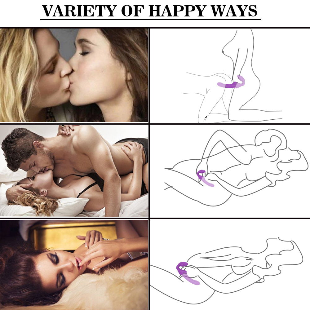 YoYoLemon Strapless Strap-On Dildo Vibrator til lesbisk dobbelt-endet G-Spot og klitoris voksen sexlegetøj til kvindelige par